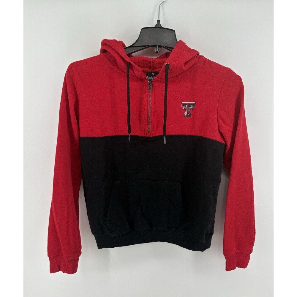 Texas Tech Red Raiders 1/4 Zip Hoodie Women's Medium Red Black Pullover NCAA